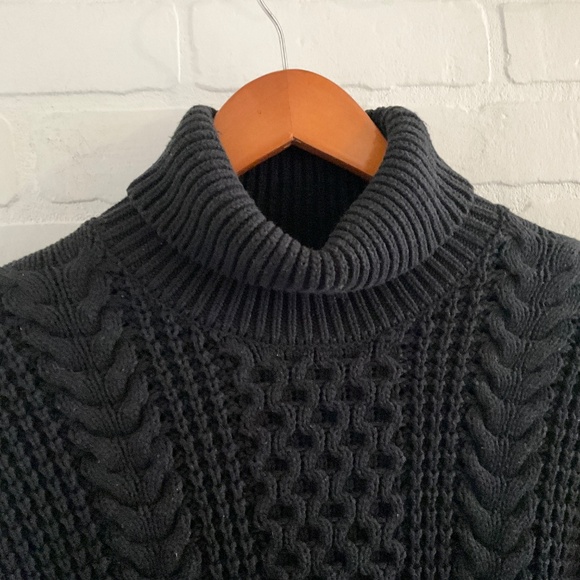Selected Femme/Homme Cable knit Sweater Chunky Black Turtleneck Cotton blend M - Picture 4 of 14